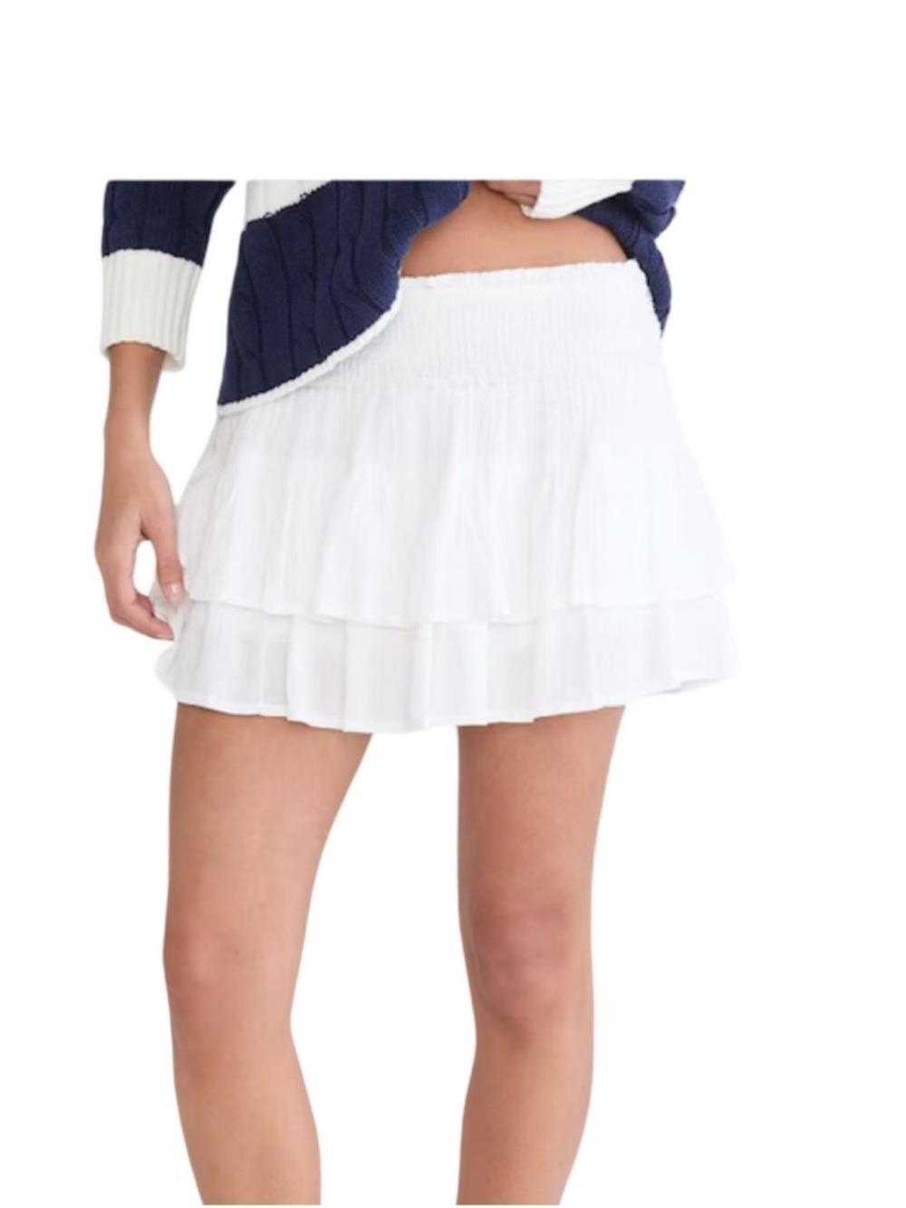 Aeropostale Mid-Rise Tiered Ruffle Skort White NWT Size XS